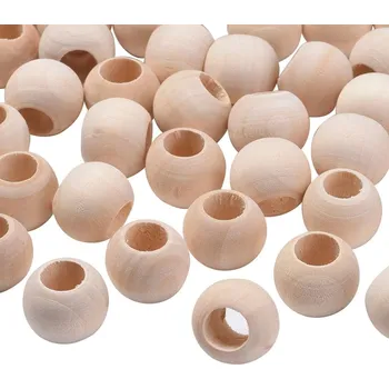 Dětské navlékací korálky Korálky dřevěné, PŘÍRODNÍ, 20mm , otvor 10 mm, 5ks/bal.