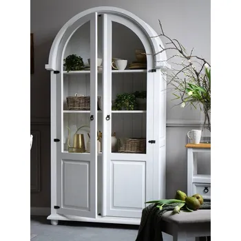 Knihovna Rustikální vitrína WHITE HOME VIT03 Barevné provedení: Bílá patina K03 - bílá patina K03