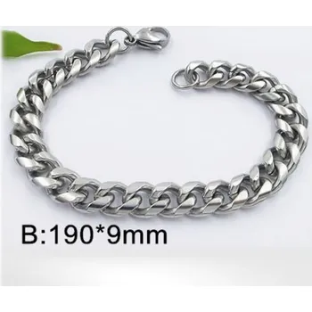 Řetízek Ocelový náramek 19cm, šířka 9mm