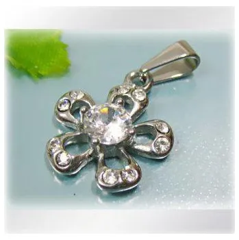 Přívěsek Pětilistý zdobený květ - ocelový přívěsek