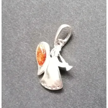 Přívěsek Anděl s jantarovými křídly - stříbrný přívěsek