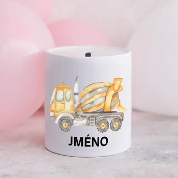 Pokladnička Domovi Bílá keramická pokladnička se jménem Domichavač 9cm