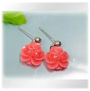 Náušnice Růžový květ - ocelové náušnice