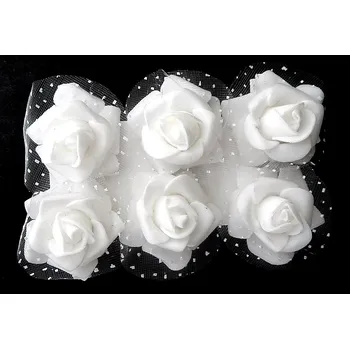 umělá květina Dekorační, dřevěné kolíčky, PĚNOVÁ ŘŮŽIČKA, pintík 3,5cm, 6 ks/bal.