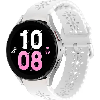 Příslušenství k chytrým hodinkám eses Silikonový řemínek dírkovaný se vzorem pro Samsung Galaxy Watch 4, 5, 6, 7 - Bílý, 20 mm
