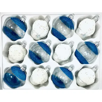 Vánoční ozdoba Irisa Sada vánočních ozdob, 12 ks, UNIKÁT DREAMIK I , 7 cm Velikost: 7 cm, Balení: 12ks, Barva: bílá;modrá