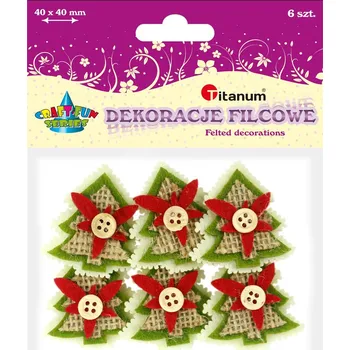 Vánoce Filc. dekorace-strom, 4x4cm, 6ks/bal