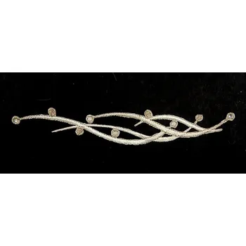 N321, Nažehlovačka, vlnky s kamínky, zlatavé, 17 x 3 cm, 1ks