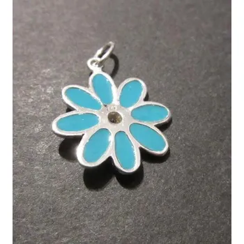 Přívěsek Osmilistý modrý květ - stříbrný přívěsek