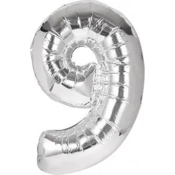 Balónek Fóliový balónek 40 cm - číslice 9 - stříbrný - 24226
