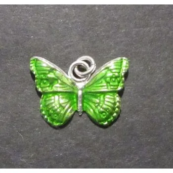 Přívěsek Zelený barvený motýl - stříbrný přívěsek
