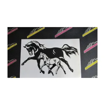 Samolepící dekorace SAMOLEPKA Koníci 003 levá kobylka s hříbětem (10 - červená) NA AUTO, NÁLEPKA, FÓLIE, POLEP, TUNING, VLASTNÍ TEXT, TISK, AUTOSAMOLEPKY.cz, POLEPY, OBRÁZEK, LOGO, SAMOLEPKY