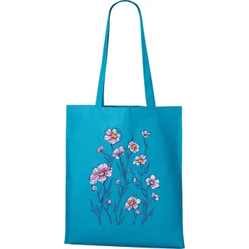 Nákupní taška Plátěná taška s květinami, Barva Světlá tyrkysová, Velikost 40×45 cm, Canvas Nákupní taška Bezvatriko.cz 1699 -