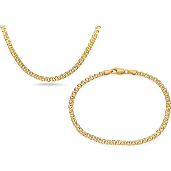 Souprava šperků Zlatá souprava řetízku a náramku Garibaldi 3,5 mm IZ28238S + dárkové balení LUXUS zdarma