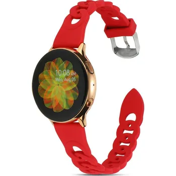 eses Silikonový řemínek splétaný pro Samsung Galaxy Watch 4, 5, 6, 7 - Červený, 20 mm