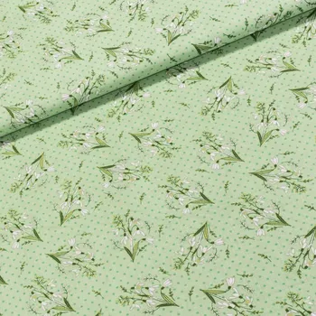 Kos Bavlněné plátno Polo sněženky na zelené 1,4/1 m