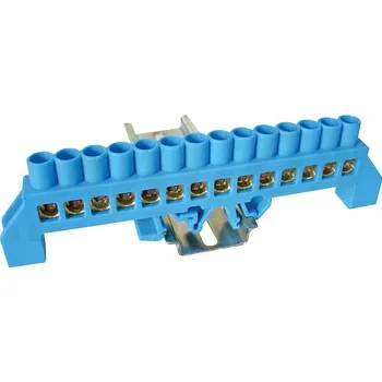 Tracon NPE-B8-14 Můstek na neutrální vodiče (N) izolovaný, modrý 230/400VAC, 100A, 8×12mm, 14P, IP20 (Tracon NPE-B8-14)