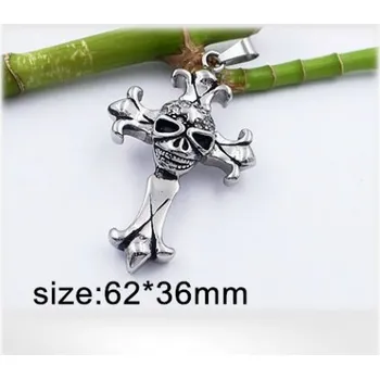 Přívěsek Kříž s lebkou - ocelový přívěsek - 62x36mm