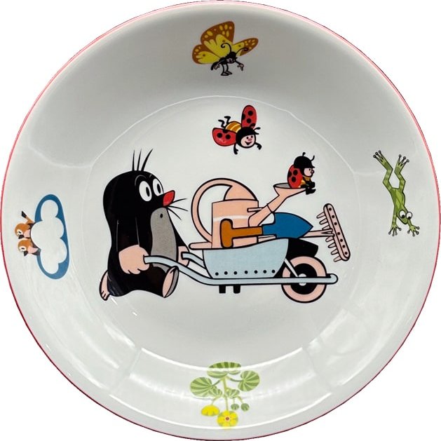 Thun 1794 Dětský porcelánový talíř hluboký Krtek zahradníkem, průměr 200 mm, THUN 1794, 1 ks