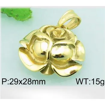 Přívěsek Květ růže ve zlaté barvě - přívěsek z oceli