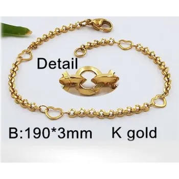 Řetízek Ocelový řetízek se srdci ve zlaté barvě 19cm, 3mm široký