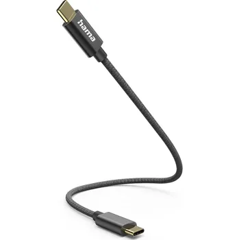 Datový kabel Hama kabel USB-C 2.0 typ C-C 0,2 m, opletený, černý