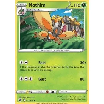 Karetní hra Pokémon BRS 011/172 Mothim - Brilliant Stars Stav: Near Mint, Verze: REVERSE HOLO