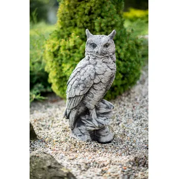 Sova na kameni zahradní betonová dekorace 39 x 20 x 15 cm Zahradní dekorace Sova na kameni zahradní betonová dekorace 39 x 20 x 15 cm