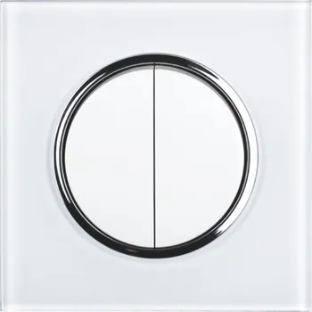 vypínač Elhard Rondo Glass RG5105W vypínač č.5 - sklo, bílý - komplet