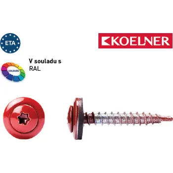 Vrut ODX Samovrtné šrouby do dřeva s EPDM těsněním (4,8 x 35 mm / čočková hlava TX20 / EPDM / RAL3009 / 250ks)