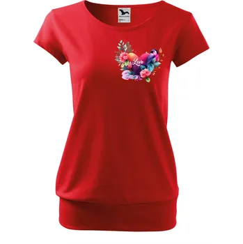 Tričko City s motivem "Malé srdce s ptáčkem" - Malfini - NakupTextil Barva: 07-červená, Velikost: XXL