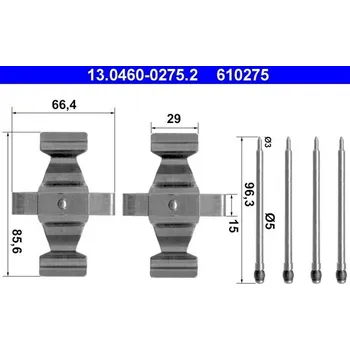 Brzdový systém Sada příslušenství obložení kotoučové brzdy ATE 13.0460-0275.2