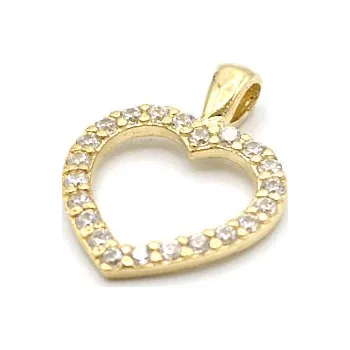 Přívěsek Zlatý přívěsek srdce se zirkony 1,07g