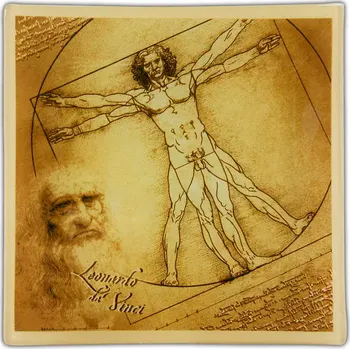 prostírání Carmani® Carmani - Skleněné prostírání pod skleničky L. da Vinci, Vitruviánský muž - 13*13 cm