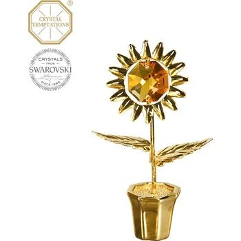 Figurka Designová figurka SLUNEČNICE se žlutým krystalem v dárkové krabičce - 7 cm
