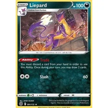 Sběratelská karetní hra Pokémon BRS 091/172 Liepard - Brilliant Stars Stav: Near Mint, Verze: REVERSE HOLO