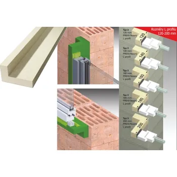 Stavební profil PR010 nosný L profil (S - 140 x 120 mm / tl. 50 mm / délka 1350 mm / 1ks)
