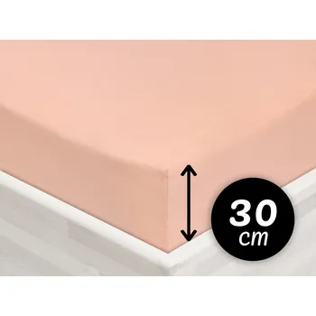 Prostěradlo Jersey napínací prostěradlo na vysokou matraci JR-005 Světle broskvové 180 x 200 - výška 30 cm