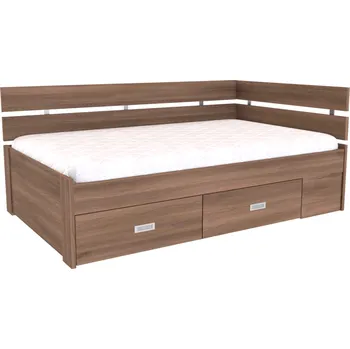 Postel Zvýšené lůžko AMÉLIE rohové Varianta: Šířka 140 cm, Dekor: Akácie skořice, Úchytky: zapuštěné úchytky