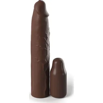 Návlek na penis Pipedream Fantasy X-Tensions Sleeve 9 Inch + 3 Inch Plug / realistický návlek na penis - Brown skin tone