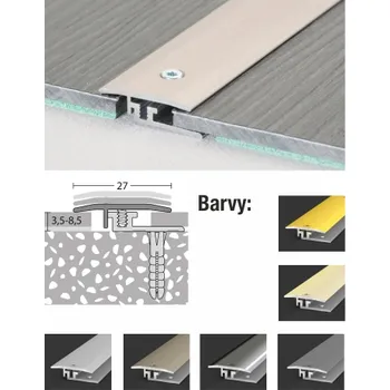 Přechodový profil LPS 27 mm pro vinylové podlahy (délka 90 cm / stříbrný / 1ks)