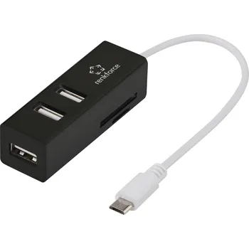 USB hub Renkforce RF-4995192 3 porty USB 2.0 hub se zabudovanou čtečkou SD karet, s funkcí OTG černá