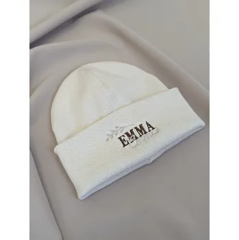 Kojenecká čepice Zimní čepička s dvojitou výšivkou JMÉNA, pro dítě Barva čepičky: Krémová, Velikost dětské čepičky: 35 - 40 cm - od 0 měsíců do 5 měsíců