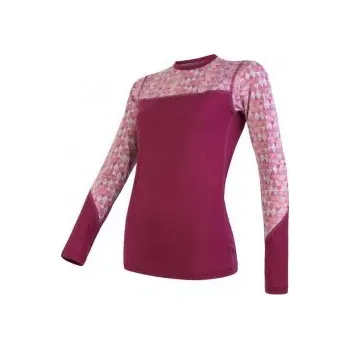 Dámské tričko SENSOR MERINO IMPRESS dámské triko dl.rukáv lilla/pattern S; Růžová triko + DÁREK DLE VÝBĚRU!