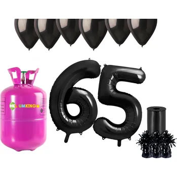 Helium do balónku HeliumKing Helium párty set na 65. narozeniny s černými balónky