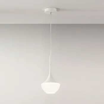 Fabas 3623-41-102 Apollo, bílé závěsné svítidlo s mléčným sklem, 1xE27, průměr 20cm