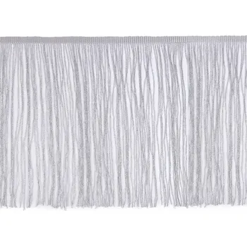 Třásně s lurexem šíře 25 cm, barva 1 stříbrná