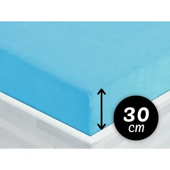 Prostěradlo Froté napínací prostěradlo na vysokou matraci FR-017 Azurově modré 90 x 200 - výška 30 cm