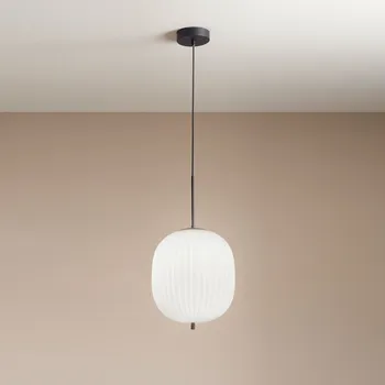 Fabas 3689-45-101 Domizia, závěsné svítidlo, černý kov/bílé sklo, 1xE27, průměr 32cm