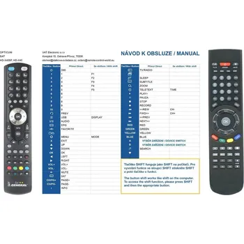 Dálkový ovladač General OPTICUM HD-X405P, HD-X406P - náhradní dálkový ovladač